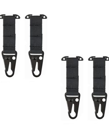 Molle Gear Carabiner Clip,Hanging Molle Webbing Belt Clip T-Mount Molle Clips Clash Hook for Outdoor Backpack Vest Key Holder Accessories (Black 4pack)