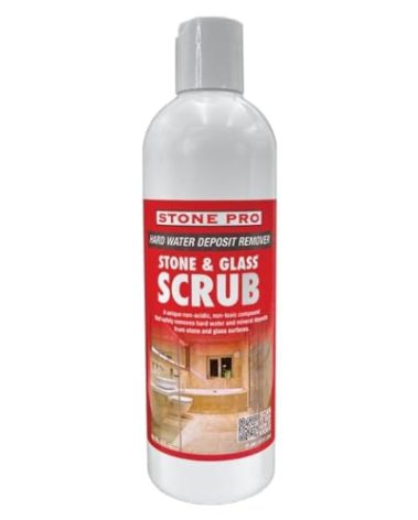 Stone Pro Stone and Glass Scrub - Hard Water Stain Remover - Remove Spots on Glass, Natural Stone, Quartz, & Metal Fixtures (Pint)