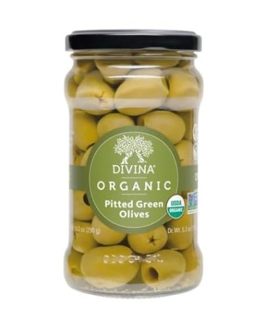 DIVINA Organic Pitted Green Olives, 5.3 oz