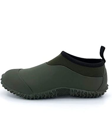 SYLPHID Men's Garden Shoes Women's Rain Shoe Waterproof Neoprene Camp Booties for Camping, Lawn Care, Gardening and Yard Work, Dark Green, Women Size 12, Men Size 10.5
