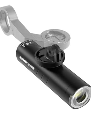 SHARKODIN Bike Headlight Rechargeable, Rotating Lens Anti-Glare Bicycle Light for Night Riding, IP66 Water and Dust Proof, for MTB Road Gravel Bike, Compatible with Garmin (1200 Lumens 4000 mAh)