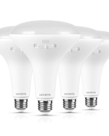 LUXRITE BR40 LED Light Bulb, 12W (75 Watt Equivalent), 5CCT 2700K 3000K 3500K 4000K 5000K, CRI 90, Dimmable, 1080 Lumens, LED Flood Light Bulb, UL Listed, E26 Medium Base (4 Pack)