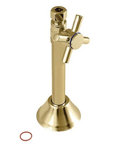 Kingston Brass CC83252DX Concord 1/2" Sweat x 3/8" O.D. Comp Straight Shut Off Valve with 5" Extension, Polished Brass