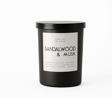 Leoben Co | Masculine Aromas | Small Batch | Soy Wax | 40 Hours | Scented Mens Candles with Natural Essential Oils | Vegan (Sandalwood & Musk)