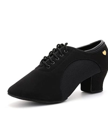 RoseMoli Women's Latin Dance Shoes Lace-up Ballroom Modern Salsa Rhythm Teaching Practice Professional Performance Dance ShoesBlack-2