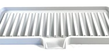 Happitasa Silicone Soap Dish Tray and Sponge Holder with Drain Chute | Bathroom and Kitchen Sink Organizer Caddy (Light Grey, 9"x3.5", 5.6 Ounces)