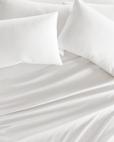 Linen Market Brushed Microfiber Full Sheet Set 4 Piece – Oeko-TEX Certified Ultra Soft & Wrinkle-Free - 16" Deep Pocket Sheets - Easy Care Full Size - White