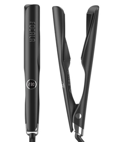 FOCALA Flat Iron Curling Iron in One - Hair Straightener and Curler 2 in 1 for Straighten/Curl/Wave Hair - Twist Straightening Curling Combo Dual Voltage 1 Inch