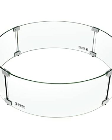 Holy Fire 23" x 6" Round Fire Pit Glass Wind Guard Clear Tempered Glass Flame Protective Pane Wind Resistant - Fits 19” Round Fire Pit Burner Pans