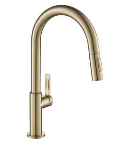 KRAUS Oletto Single Handle Pull Down Kitchen Faucet in Spot Free Antique Champagne Bronze, KPF-2820SFACB