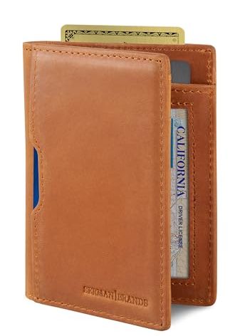 SERMAN BRANDS - Wallets for Men Slim Mens leather RFID Blocking Minimalist Card Front Pocket Bifold Travel Thin (California Desert 5.0)