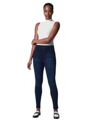 SPANX Jean-Ish Ankle Leggings - Stylish Everyday Leggings - Classic Jean Look - Hidden Core Shaping - Comfortable Denim Alternative - Twilight Rinse - 1X