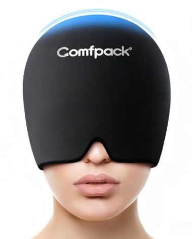 Comfpack Migraine Relief Cap, FSA Eligible, Full Head Cold Compress Soft Stretchy Headache Relief Cap for Tension, Sinus, Stress Relief, Hangover Ice Hat, Puffy Eyes, Gifts for Migraine Sufferers
