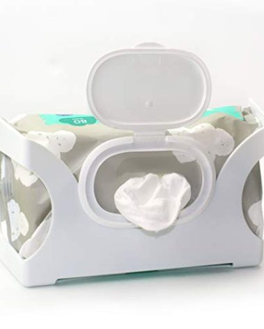 Gadjit Baby Wet Wipe Holder – Wall-Mounted WetWipe Dispenser Keep Wipes Easy-to-Reach with One-Handed Dispensing at Diapering, Potty-Training, Snack-time – Holds Up to 84-Count Pk – (White)
