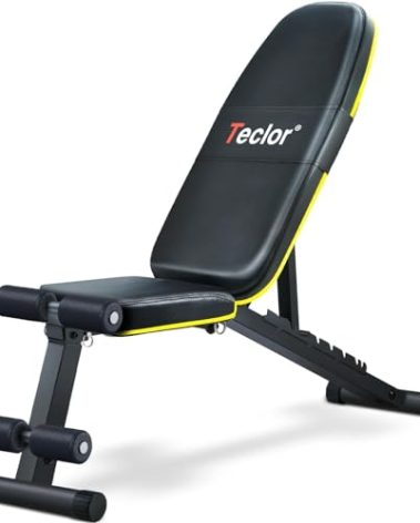 Teclor Weight Bench, Adjustable Strength Training Bench for Full Body Workout with Fast Folding, Incline Decline Exercise Workout Bench for Home Gym -New Version