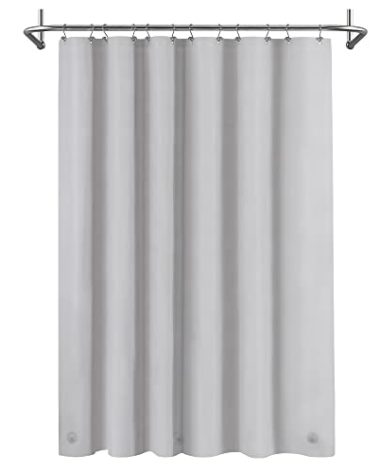 Mrs Awesome Grey Shower Curtain Liner with 3 Magnets, 72x72 Premium Flexible Sturdy Plastic Shower Curtain for Bathroom Lightweight & Waterproof, Light Gray