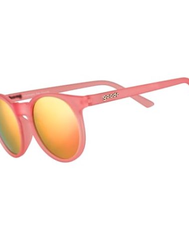 goodr Influencers Pay Double Polarized Round Sunglasses, Small Sized (Circle G), Light Pink Translucent Frame with Pink Reflective Lenses, UV400 Protection, No Slip, No Bounce