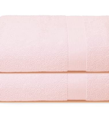 Belizzi Home Premium Cotton Oversized 2 Pack Bath Sheet 35x70-100% Pure Cotton - Ideal for Everyday use - Ultra Soft & Highly Absorbent - Machine Washable - Pink