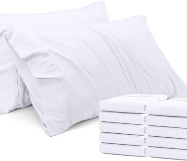Utopia Bedding Standard Pillow Cases - 12 Pack - Envelope Closure - Soft Brushed Microfiber Fabric - Shrinkage and Fade Resistant Pillow Covers Standard Size 20 X 26 Inches (Standard, White)