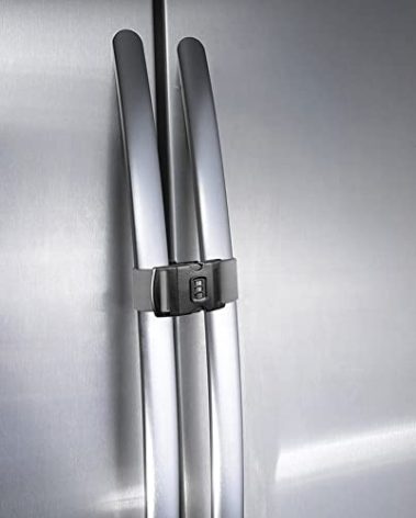 Fresheracc Fridge Freezer Refrigerator Cabinet Lock Latch, (2 Packs) Adjustable French Door Guard for Toddlers Children Kids Special Needs, No Drill No Screw No Adhesive (2 Packs Grey)