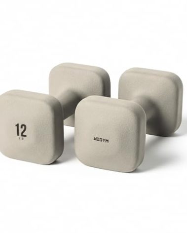 WeGym SafeGrip Square Dumbbells with Anti Slip Handles, Aesthetic Free Weights for Home Workouts, Stable Design Prevents Rolling during Floor Exercises (12LB, Pair Sandstone)