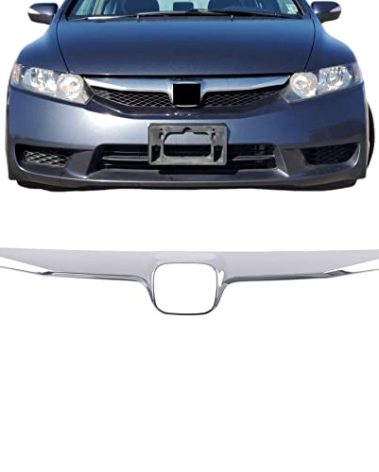 Titanium Plus Autoparts Front Chrome Grille Grill Molding Compatible For 2009-2011 Honda Civic Hybrid 71122SNAA50 HO1210127
