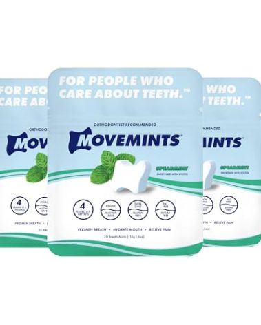 Movemints Clear Aligner Mints - Patented, Edible Alternative to Chewies - Freshen Breath and Improve Dry Mouth with Xylitol - Spearmint (3 Pack)