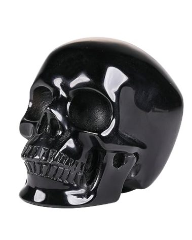 MR.SKULL 2.0" Black Obsidian Crystal Skull, Hand Carved Gemstone Fine Art Sculpture, Reiki Healing Stone Statue,Home Decoration Statue,New Year Gift.