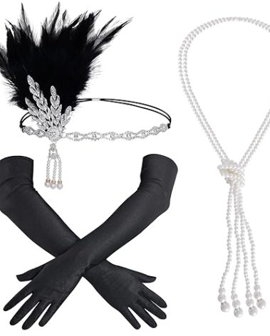 choyaxo 1920s Flapper Headpiece Set Roaring 20s Headpieces for Women