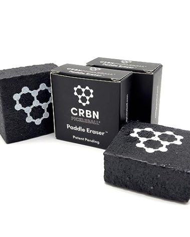 CRBN Pickleball - Paddle Eraser, Best Carbon Fiber Pickle Ball Racket Cleaner, Fast & Easy Rubber Bar to Remove Ball Residue, Dirt, & Minor Scrapes/Scratches - Patent Pending (Black, 2 Pack)