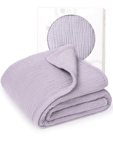 lulumoon Muslin Quilt Blanket, Crib Blanket for Baby and Toddler,47x47 Inches(Purple)