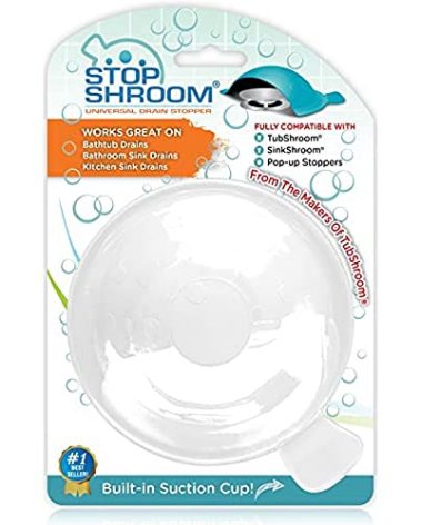 StopShroom The Ultimate Universal Drain Stopper Plug for Bathtub, Bathroom, and Kitchen Sink Drains (White)
