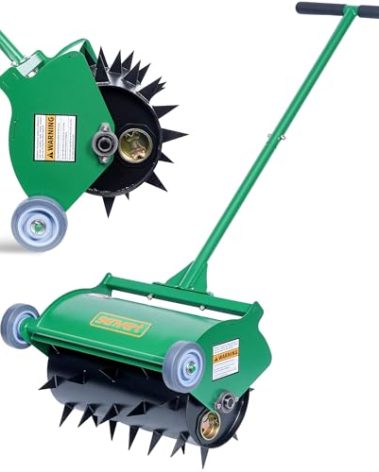 SENVERT Rolling Lawn Aerator, Heavy Duty Push Spike Aeration Tool Up to 55 lbs, Manual Rotary Grass Aerator for Garden and Yard Use