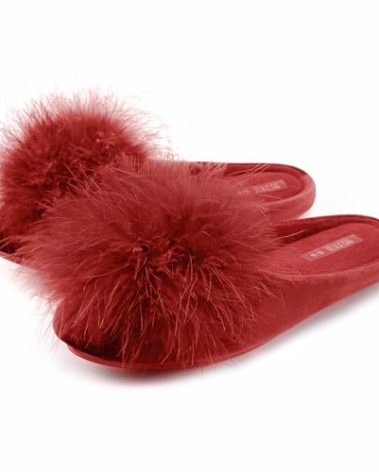 BCTEX COLL Women's Cozy Velvet Memory Foam House Slipper, Ladies Fuzzy Bedroom Slipper Non-slip Sole(red9-10)