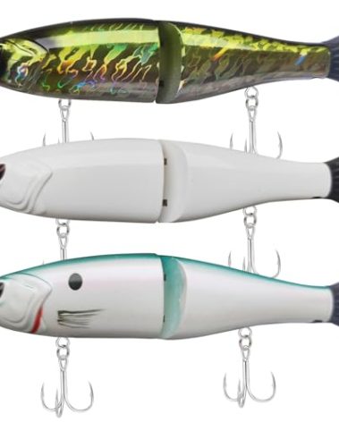 HADORAM Lure Slow Sinking Glide Bait with Fur Tail Lifelike Fishing Tackle for Trout Shad Bass Musky (7in-3Pcs)