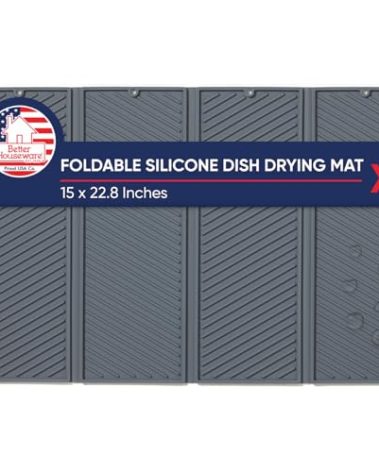 Better Houseware XL Silicone Dish Drying Mat - Large Heat Resistant Non-Slip Foldable Silicone Sink Mat, Quick Dry Silicone Drying Mat for Kitchen Counter, Dish Drying Mats for Kitchen Counter