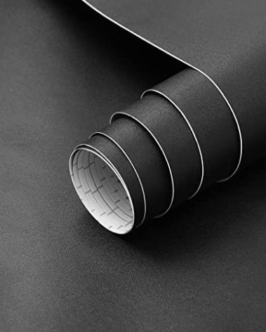 Arthome 23.6"x200" Black Wallpaper Peel and Stick Wallpaper,Matte Black Contact Paper Self-Adhesive Removable Vinyl Wallpaper Waterproof Oil Proof Contact Paper for Cabinet Countertop Wall Covering