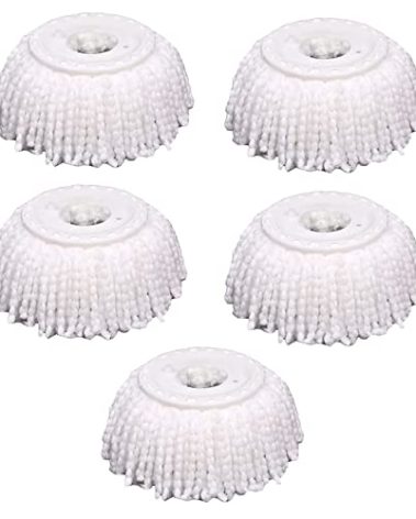 5 PCS Microfiber Replacement Mop Head Spin Mop Head Replacement 5-Pack, Microfiber Refill Heads Universal for 360 Spin Magic Mopping, Round Shape Standard Size White