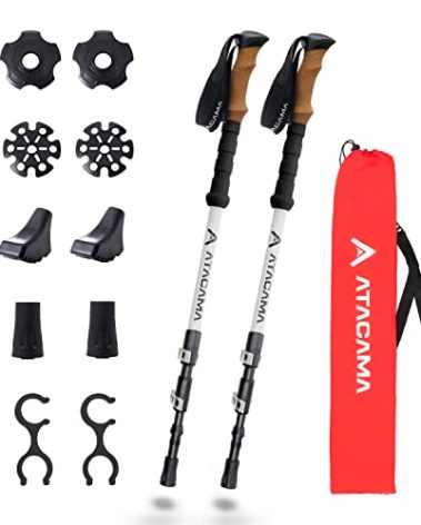 ATACAMA Lightweight Carbon Adjustable Hiking Sticks with Cork Handle - Telescopic Carbon Fiber Trekking Poles Walking Sticks for Hiking Accessories Nordic Walking Poles for Women Hiking Poles for Men