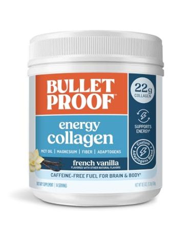 Bulletproof Vanilla Bean Energy Collagen Protein Powder, 18.3 Ounces, Caffeine-Free Fuel with Vitamins and Antioxidants, Packaging May Vary