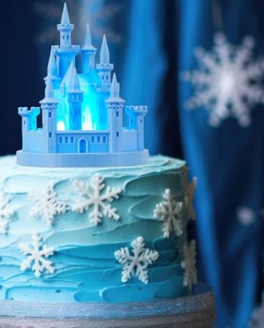 Baquler Castle Cake Topper Figurine Wedding Cake Topper Birthday Castle Tower Night Light USB Rechargeable Princess Nightlight for Valentine's Day Wedding Birthday Party Decor(Blue)