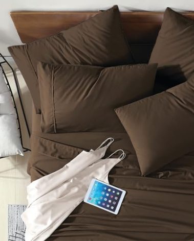 Swift Home King 6-Piece Microfiber Sheet Sets (Includes 2 Bonus Pillowcases), Ultra-Soft Brushed - Extremely Durable - Easy Fit - Wrinkle Resistant, King, Brown