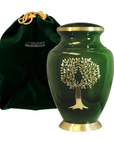 Trupoint Memorials Cremation Urns for Human Ashes, Tree of Life Decorative Burial Urn for Adult Men and Women, Large Green