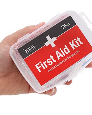 DMI 76-Piece First-Aid Kit, Portable All-Purpose Use for Minor Cuts and Scrapes, Durable Water-Resistant Case, Convenient and Portable for Travel, FSA & HSA Eligible