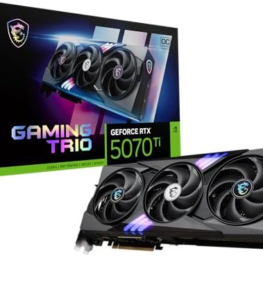 msi Gaming RTX 5070 Ti 16G Gaming Trio OC Graphics Card (16GB GDDR7, 256-bit, Extreme Performance: 2580, DisplayPort x 3 2.1a, HDMI 2.1b, NVIDIA Blackwell Architecture)