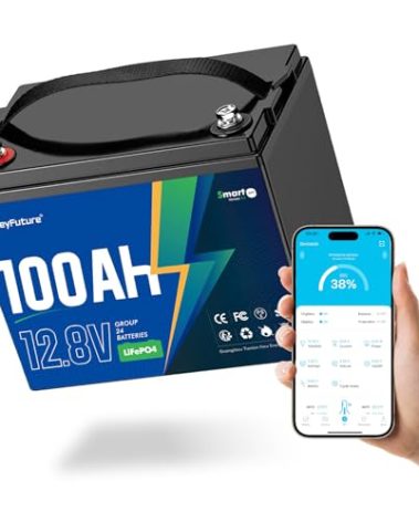 12V100Ah Bluetooth LiFePO4 Battery, Deep Cycle Lithium Battery,15000 Charging Cycles, Lightweight Compact, Perfect For Rv, Trolling Motors, Yacht, Solar Systems (12V 100Ah Group24 Bluetooth)