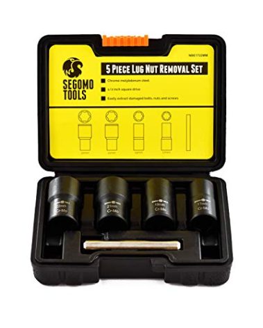 Segomo Tools 5 Piece Metric Lug Nut & Bolt Extractor Removal Socket Set (17mm - 22mm) | Lug Nut Remover | Bolt Remover | Lug Nut Extractor | Extractor Set | Lug Nut Removal Tool - NBE1722MM