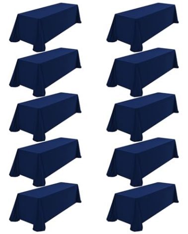 10 Pack Navy Blue Tablecloth Rectangle Table,90 x 156Inch Table Cloths for 8 Foot Rectangle Tables,Wrinkle Resistant Washable Polyester Tablecloth for Dining Buffet Party and Wedding