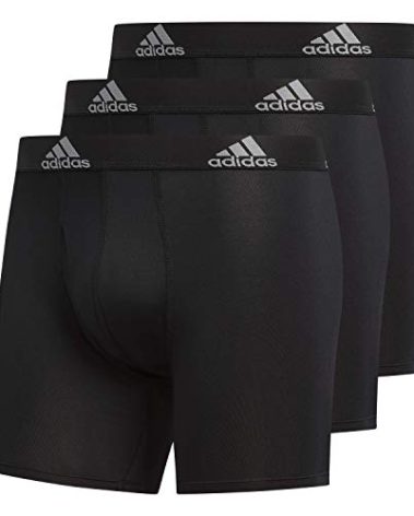adidas Men's Performance Boxer Brief Underwear (3-Pack), Black/Black Black/Black Black/Black, Large