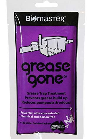 Biomaster Grease Gone Grease Trap Cleaner Treatment, Turns Fat, Oil and Grease to Water, Reduces Odors and Pump-Outs (2 Sachets)